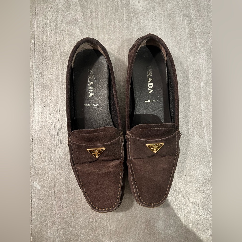 Prada Brown Suede Loafers
